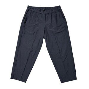 Eileen Fisher Womens Large Petite Black Tapered Pants Elastic Waist Soft Blend